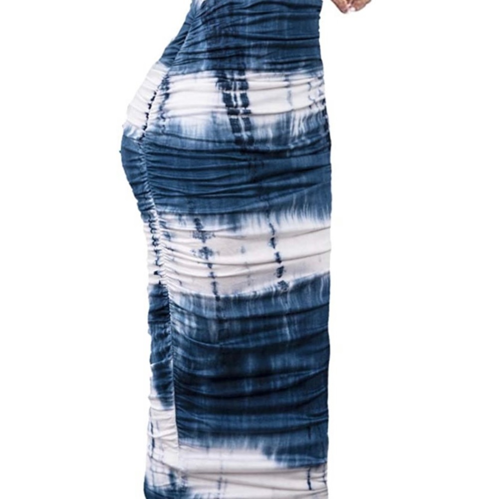 Ruched High Waist Pencil Midi Mid-Calf Skirt